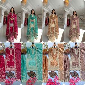 Elegante Kurti Indio de Diseñador con Palazzo y Bordado a Mano con Espejo para Bodas y Ocasiones Festivas, Conjunto de Top, Palazzo y Dupatta - Product Image 6