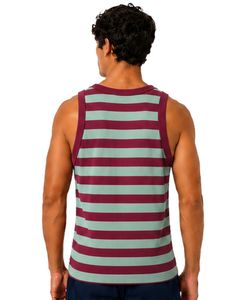 <b>Maroon</b> Mint Green Striped Men Cotton Tank <b>Top</b> Sleeveless Vest Casual Summer Gym Fitness Shirt Breathable Loose Fit Streetwear - Product Image 2