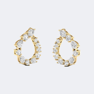 Pendientes de aro con diamantes en forma de lágrima y engaste de puntas de formas mixtas de 1.75 quilates de peso total. - Product Image 4