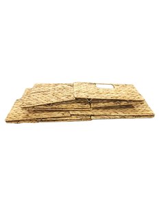 Small Foldable Water Hyacinth <b>Storage</b> <b>Basket</b> Woven Rectangle <b>Wicker</b> Style Organizer for Home & Office Under Shelf Use - Product Image 3