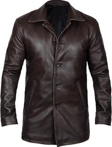 Chaqueta de Cuero de Oveja Auténtica para Hombre, Color Marrón, Cierre de Botones 3QTR, Cremallera, Talla Grande, Transpirable, Impermeable y Resistente al Viento, para Primavera - Product Image 2