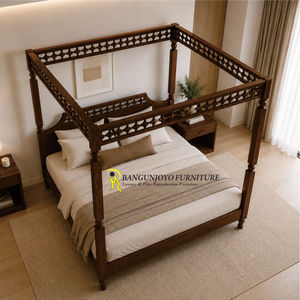 Cama de madera de caoba con dosel - Product Image 3