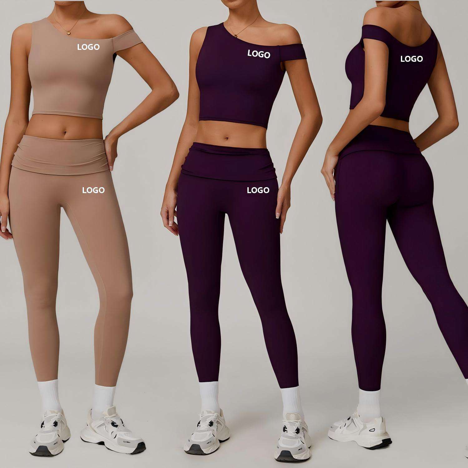 Women's Yoga Set 2-Piece Skinny Fit Sexy & Club Style Spandex/Polyester Sportswear Quick-Drying Breathable Stretch Custom Logo