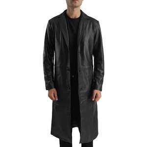 Abrigo largo de cuero genuino para hombre, estilo urbano de invierno, abrigo largo cálido y a la moda para hombre - Product Image 3