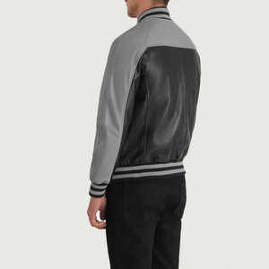 Men's <b>Black</b> Gray Woolen Waterproof Reversible Streetwear Winter Bomber Jacket Stand Collar Snap <b>Button</b> Spliced Sporty - Product Image 5