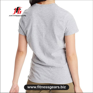 Just Fitness Gears Women's Slim Fit Crew Neck Short Sleeve <b>T</b>-<b>Shirt</b> Solid Gray Breathable Knitted Cotton Casual Wear - Product Image 2
