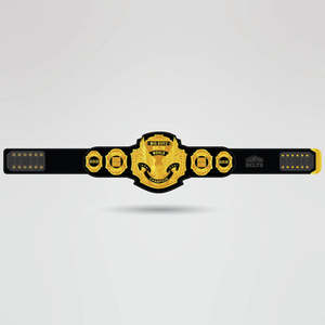 Ceinture de championnat de lutte en cuir noir avec plaque dorée – Équipement sportif - Product Image 2