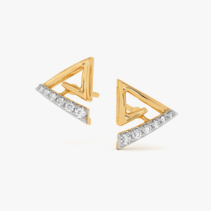 Luxury Open Triangle Pave Labgrown <b>Stud</b> Earrings Gold Plated Designer Fashion Jewelry 18K 14K 10K 925&935 <b>Silver</b> - Product Image 3