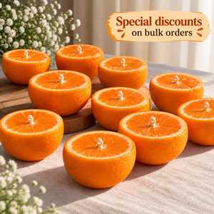 Handcrafted Soy Wax <b>Orange</b> Slice Fruit Citrus Scented Non-Slip Glass Tealight <b>Candle</b> Aromatherapy Home Decor Centerpiece Gift - Product Image 2