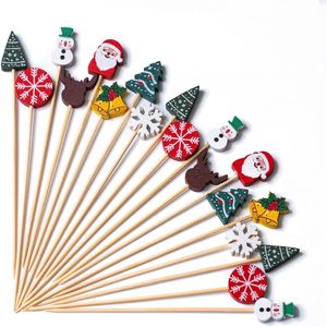 Stuzzicadenti Natalizi da 4,7 Pollici, 100 Pezzi, Stuzzicadenti Decorativi in Bambù per Antipasti, Bevande, Frutta, Sandwich, BBQ, Natale - Product Image 1