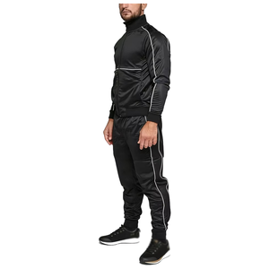 Ensemble de survêtement léger pour homme 100 % coton avec capuche, pantalon noir à cordon de serrage, vêtements de sport décontractés, couleur unie, respirant, streetwear - Product Image 1