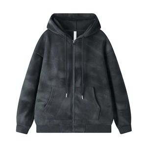 Sudadera con Capucha para Hombre, Estilo Vintage, Lavado Ácido, Algodón Desgastado, Corte Regular, Estilo Urbano, Gruesa, con Bolsillos Tipo Canguro - Product Image 2