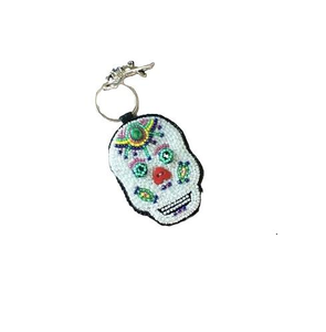 Porte-clés brodé à la main en perles de rocaille, motif d'horreur, cadeau personnalisé, porte-clés de sac brodé en perles de rocaille - Product Image 1
