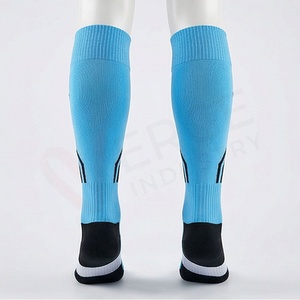 Men's <b>Knee</b> <b>High</b> <b>Socks</b> Blue Black Geometric Pattern Knitted Breathable Sports <b>Socks</b> Summer Regular Style - Product Image 2