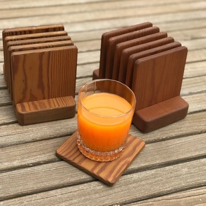 Ensemble de sous-verres carrés en bois, tapis antidérapants pour la maison, la cuisine, la table à manger, design moderne, pour servir du thé et du café - Product Image 4