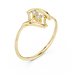 Anillo de luna del desierto Anillo de banda abierta de oro de diamante de 10 quilates con piedras triples CZ Diseño único inspirado en labios para mujeres - Product Image 3