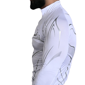 Custom Mens <b>Black</b> Grey Panel <b>Long</b> <b>Sleeve</b> Compression Shirt Crew Neck Slim <b>Gym</b> Training Rash Guard Athletic Sportswear Base Layer - Product Image 6