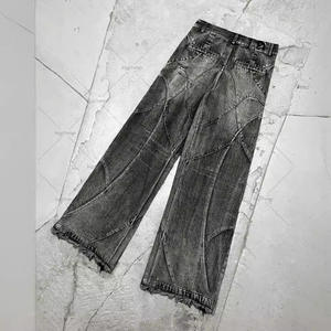 Pantalones Vaqueros Anchos de Estilo Gótico Y2K para Hombre, Lavado Oscuro, Desgastados, con Estampado - Product Image 2