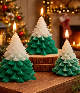 Ensemble de bougeoirs décoratifs en cire de paraffine faits à la main en forme de sapin de Noël parfumés pour la décoration festive de la maison, Thanksgiving, Nouvel An - Product Image 2