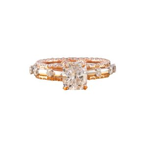 1.51 CT <b>Cushion</b> Cut Lab Grown Natural Diamond Double Band Engagement Ring in 14K Rose Gold with 18K Solid Yellow Gold - Product Image 1