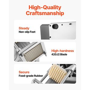 Affettatrice Commerciale in Acciaio Inossidabile per Patatine Fritte con 3 Lame di Ricambio da 1/2, 3/8 e 1/4 di Pollice per Tagliare Verdure e Frutta - Product Image 5
