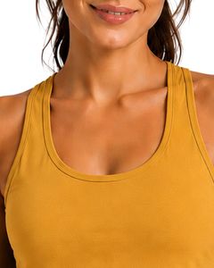 Camiseta Deportiva sin Mangas para Mujer, Color Amarillo Mostaza, Absorbe la Humedad, para Gimnasio, Yoga, Fitness, Ropa Deportiva Activa, Personalizable OEM ODM - Product Image 5