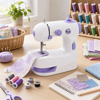 Kit de mini machine à coudre motorisée DIY pour projets textiles avec table d'extension, ensemble de fils et pédale pour les artisans à domicile