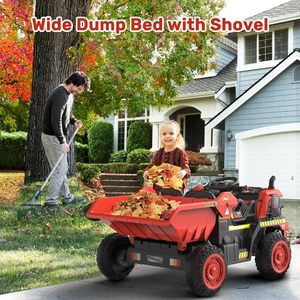 ANPABO 12V Ride On Dump Truck with <b>Remote</b> Control, Electric Dump Bed, Shovel & Safety <b>Key</b> Start - Product Image 6