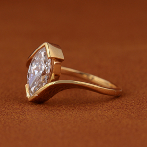 2.00 CT IGI Certified 14KT Solid Yellow Gold Marquise Cut Lab Grown Diamond Solitaire Engagement Ring Bypass Setting CVD Diamond - Product Image 3