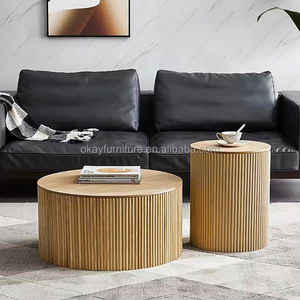<span class=keywords><strong>Mesa</strong></span> de <span class=keywords><strong>Centro</strong></span> de Diseño Nuevo OKAY Furniture, <span class=keywords><strong>Mesa</strong></span> de <span class=keywords><strong>Centro</strong></span> de Madera MDF con Forma de <span class=keywords><strong>Barril</strong></span> Acanalado para Sala de Estar - Product Image 6