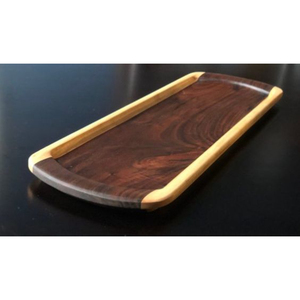 Solid Wood Serving <b>Tray</b> With Elegant Brass Inlay Handcrafted Acacia Wood Decorative Platter For Coffee <b>Table</b> Breakfast in <b>Bed</b> - Product Image 6