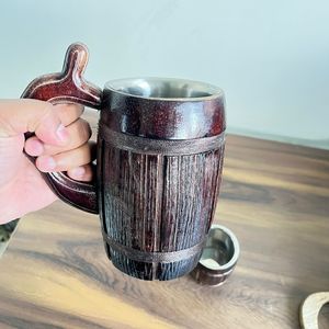 Tasses en bois bohèmes faites à la main, tasses à grain naturel réutilisables pour café et thé, vaisselle de cuisine et de table, collection cadeau - Product Image 4