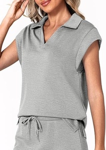 Vestido Gris Sólido Ajustado sin Mangas con Cuello Alto para Mujer, Top Transpirable de Poliéster, Estilo para Todas las Temporadas - Product Image 6