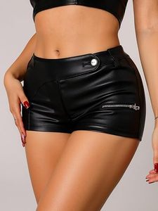 Shorts en similicuir pour femmes, design personnalisé, taille haute, en cuir PU, style streetwear, fabrication OEM ODM - Product Image 1