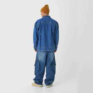 Manufacturer Direct Men's Wholesale Breathable Casual Dark Straight Solid Denim Jeans Embroidery for Summer Autumn Winter - Product Image 3
