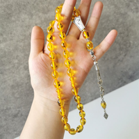 Tasbih couleur ambre en résine dorée avec insecte véritable, Misbaha, chapelet islamique, 33 perles de prière musulmanes, accessoires turcs Trabizon