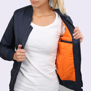 High Quality Breathable Embroidery Plus Size Dyed Long Sleeve Stand Collar Regular Full Zip Bomber <b>Jacket</b> for Women Hot Sale - Product Image 4