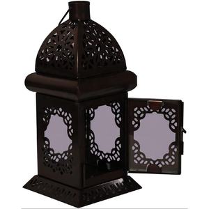 Lanternes à bougies de table en métal gaufré marocain noir naturel personnalisable pour la décoration de bureau à domicile avec bougie incluse - Product Image 5