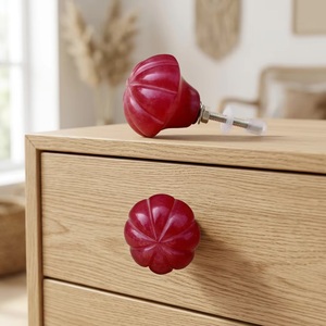 Red Melon Shape Resin Drawer Knob for Furniture <b>Cabinet</b> Handle Modern Style Bedroom Decor Eco-Friendly Multi-Function Easy - Product Image 1