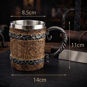 Jarra de Cerveza Estilo Vikingo con Revestimiento de Acero Inoxidable, Vajilla Rústica Medieval - Product Image 2