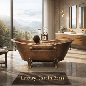 Premium Vintage <b>Copper</b> <b>Sheet</b> Soaking Bathtub Freestanding Hammered Clawfoot Bath Tub for Luxury Villas Hotels and Modern Homes - Product Image 2