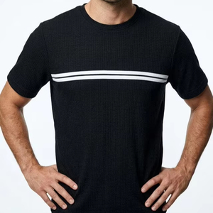 T-shirt à manches courtes pour homme SOSH 4, col rond, rayé, interlock, 100% coton, coupe classique - Product Image 1