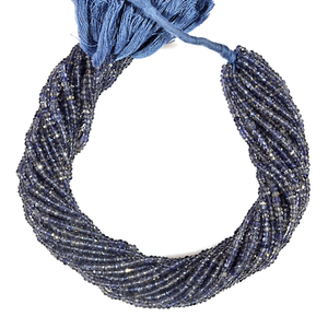 Perles de rondelle à facettes en Iolite naturelle élégante de 3mm pierres précieuses en vrac pour la fabrication de bijoux - Product Image 3