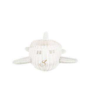 Airplane Rattan Storage Basket Open Top White Woven Vehicle Toy Organizer <b>Bin</b> Kids <b>Wicker</b> Decorative Display Tray - Product Image 4