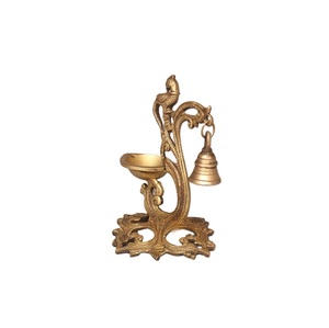 Brass Peacock Diya With hanging Bell oil lamps for spiritual radiance For <b>Home</b> <b>Mandir</b> Temple <b>Pooja</b> At Wholesale <b>Cheap</b> Price - Product Image 1