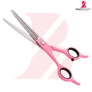 กรรไกรซอยผมดีไซน์บางเฉียบ ด้ามจับพลาสติกสีชมพู สำหรับช่างตัดผมมืออาชีพ  ใบมีดสแตนเลส อุปกรณ์ทำผม - Product Image 6