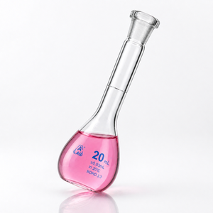Fiole volumétrique en verre borosilicate de qualité supérieure de 20 ml avec bouchon interchangeable, fiole de mesure de laboratoire de haute précision - Product Image 6