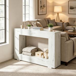 Table console de luxe rustique moderne de 47,2 pouces avec finition miroir, meuble d'appoint pour entrée d'appartement avec rangement - Product Image 1