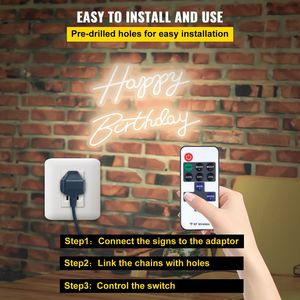 Insegna LED al Neon a Luminosità Regolabile 45x20cm e 66x19cm, Insegna Luminosa per Feste di Compleanno con Interruttore Dimmer e Alimentatore - Product Image 5