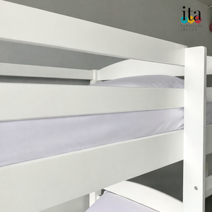 Cama Litera Blanca Minimalista Personalizable, Muebles de Madera para Dormitorio Infantil - Product Image 1